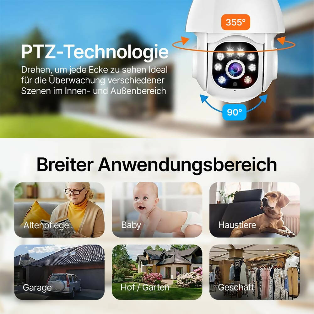 Outdoor Überwachungskamera mit 3 Megapixel / Kabelbetrieben / Wasserdichte WLAN Kamera mit Zwei-Wege-Audio / Outdoor Überwachung durch Nachsicht und Bewegungssensor