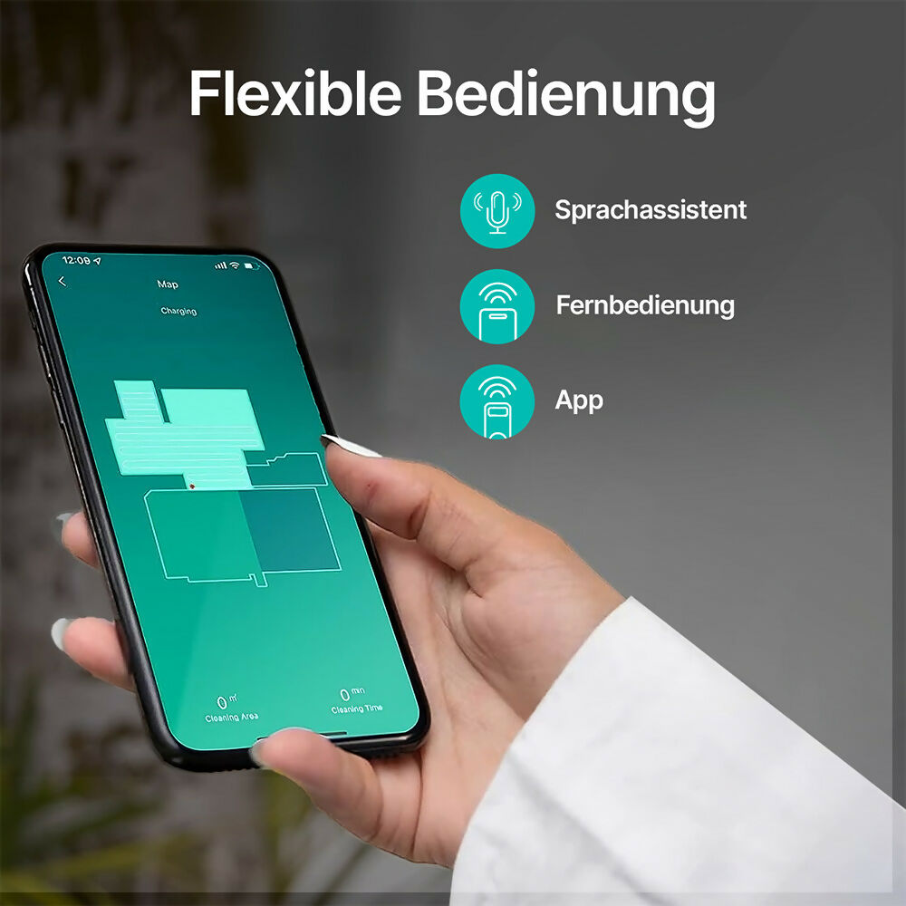 Saugroboter Pro mit Wischfunktion / 3000 Pa Saugkraft / Intelligente Reinigungsrouten / App-Steuerung / 150 Min. Laufzeit / Teppicherkennung / Einfache Wartung / Alexa & Google kompatibel