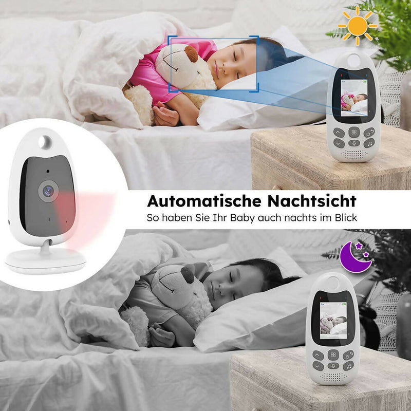 Babyphone mit Kamera / Video- und Audiofunktion / Mit Nachtsicht und Schlafliedern / Gegensprechfunktion / Temperaturüberwachung / VOX Funktion