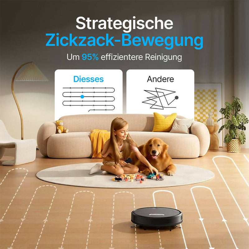 Akku Staubsauger Roboter / 4500PA / 180 Minuten Laufzeit / Intelligente Routenführung / Großer Staubbehälter / 3 HEPA-Filter / Auto-Boost für Höhenunterschiede / App-Steuerung