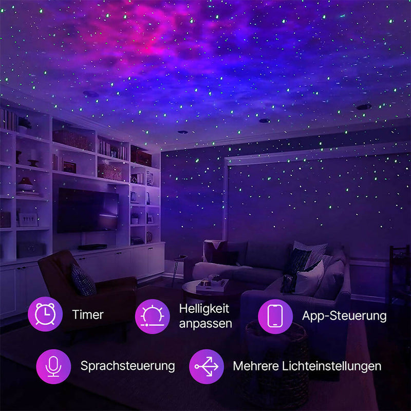 LED Sternenhimmel Projektor / Kompatibel mit Alexa & Google sowie App- und Sprachsteuerung / Sternenprojektor geeignet für Baby- oder Kinderzimmer, Schlafzimmer und Heimkino