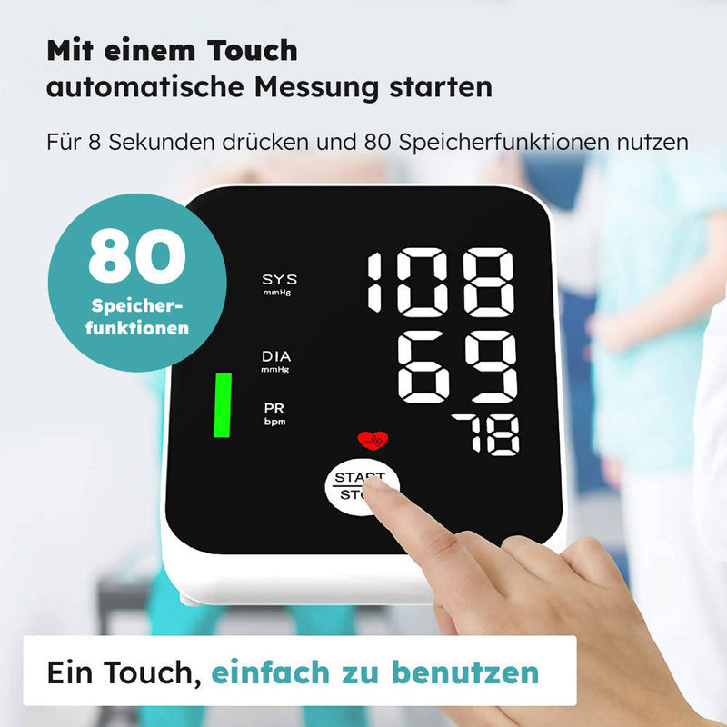 Ultra Precision Blutdruckmessgerät / Präzise Blutdruck- und Pulsmessung am Oberarm / Arrhythmie-Erkennung / Mit smarter Speicherfunktion / Für den Heimgebrauch