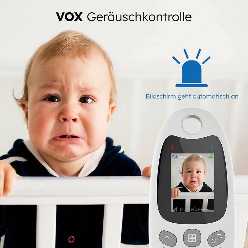 Babyphone mit Kamera / Video- und Audiofunktion / Mit Nachtsicht und Schlafliedern / Gegensprechfunktion / Temperaturüberwachung / VOX Funktion