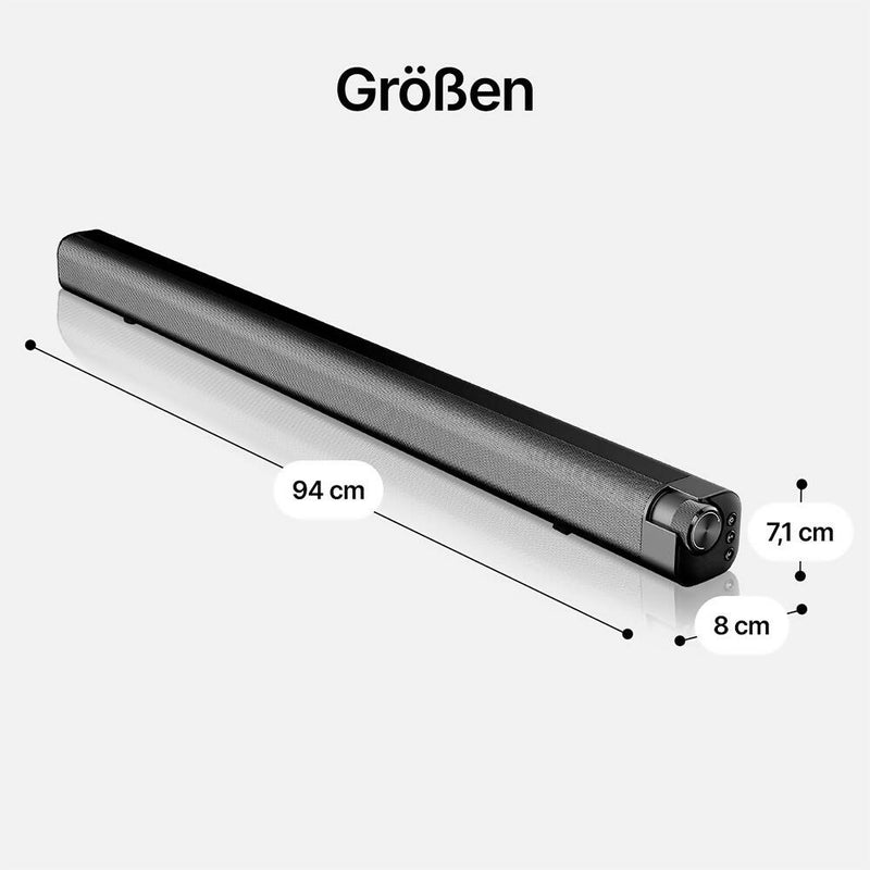 Premium Soundbar für TV, PC, Laptop & Home Cinema / Elegante Bluetooth Soundbar mit Subwoofer Surround-Sound / HDMI