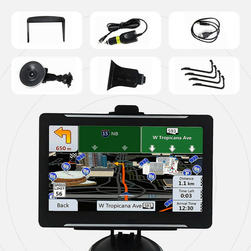 GPS Navigationsgeräte für Auto, LKW, PKW mit lebenslanger Kartenaktualisierung / 7 Zoll Touchscreen Navigation mit Sonnenblende / 2D & 3D Kartenansicht und Tempolimit-Erinnerung