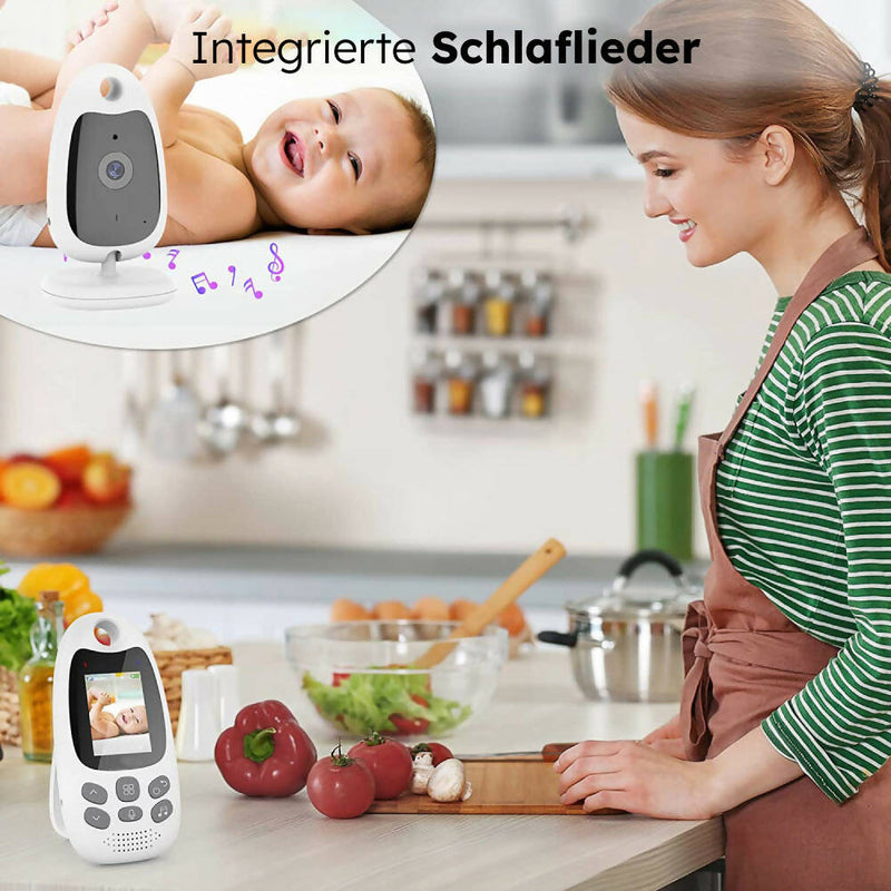 Babyphone mit Kamera / Video- und Audiofunktion / Mit Nachtsicht und Schlafliedern / Gegensprechfunktion / Temperaturüberwachung / VOX Funktion